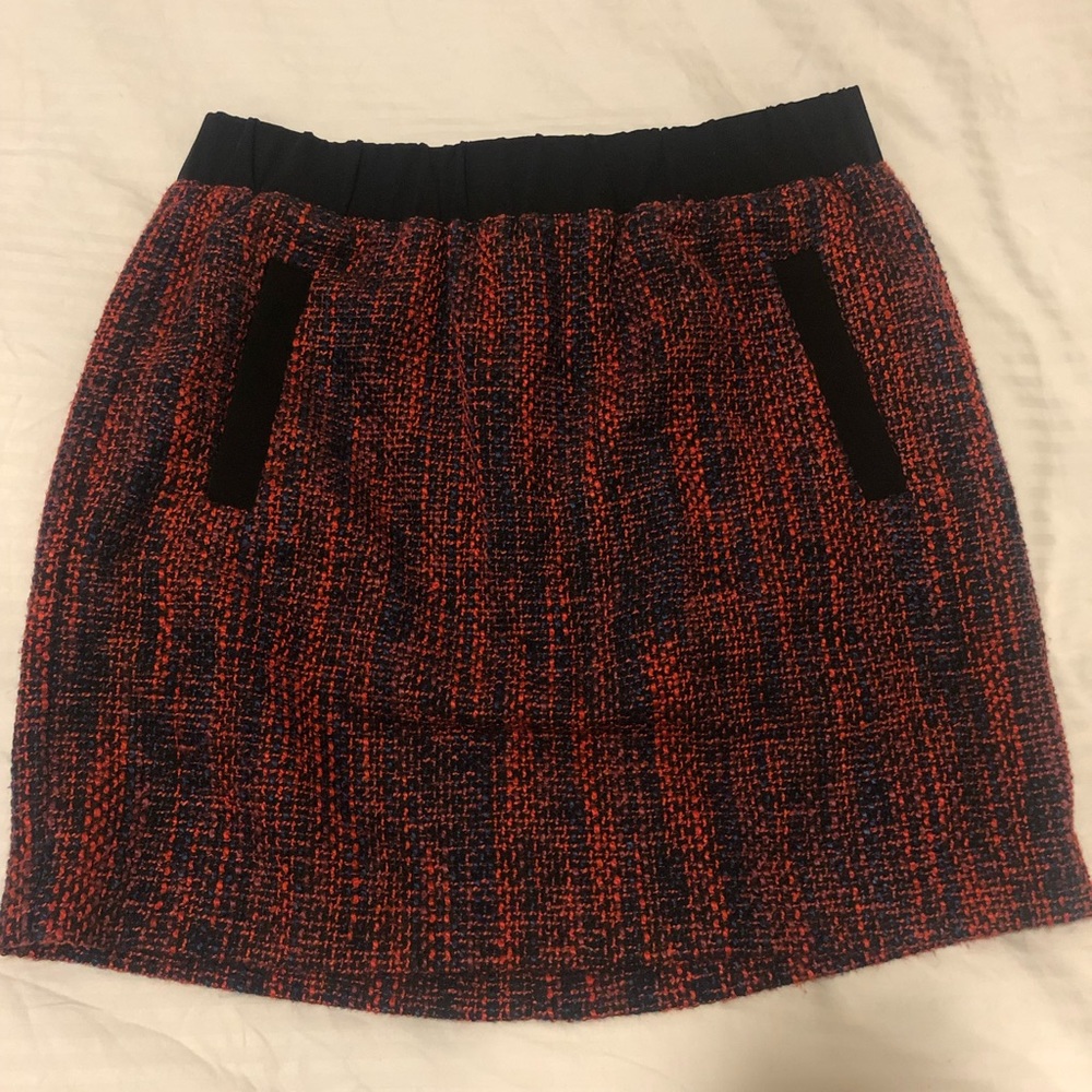 Red and purple tweed mini skirt Ann taylor loft